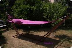Set - H�ngematte mit Holzgestell Lilalaune 380 cm