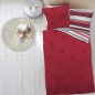 Mobile Preview: Dormisette Biber Bettwäsche 2-teilig Bettbezug 135 x 200 cm und Kopfkissenbezug 80 x 80 cm, Sterne rot gestreift