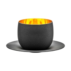 Eisch Cappuccinoglas 300 ml mit Untersetzer in Geschenkröhre Cosmo gold