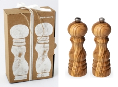 Dekomiro Peugeot Paris Set Olivenholz 22 cm Pfeffermühle und Salzmühle mit 100 gr. Salz Geschenkverpackung
