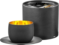 Eisch Cappuccinoglas 300 ml mit Untersetzer in Geschenkröhre Cosmo gold
