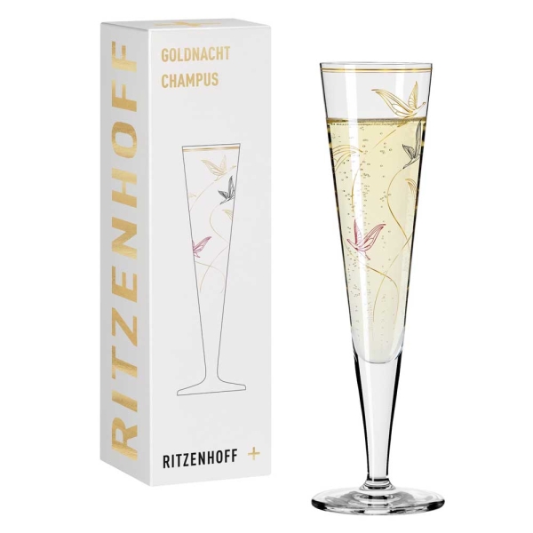 Dekomiro Ritzenhoff 2er Set Goldnacht Champagner mit Glasreinigungstuch