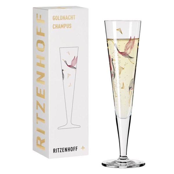 Dekomiro Ritzenhoff 4er Set Goldnacht Champagner mit Glasreinigungstuch