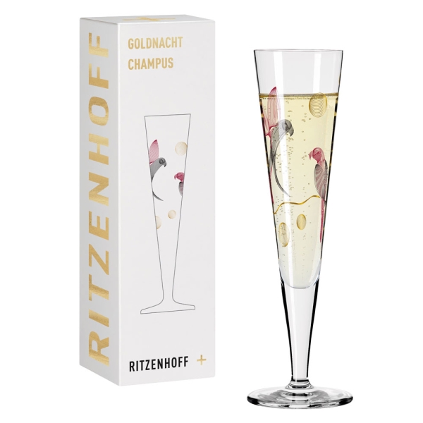 Dekomiro Ritzenhoff 4er Set Goldnacht Champagner mit Glasreinigungstuch