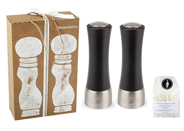 Peugeot Set Madras Schoko SalzmÃ¼hle und PfeffermÃ¼hle 21 cm Geschenkset mit 100 gr. Salz