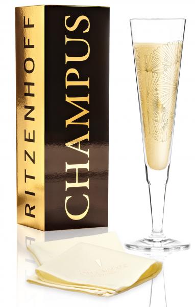 Ritzenhoff 2020 6er Champagner Gläser der Künstler Pichler, Kühnertová und Benzoni im Dekomiro Set mit Glasreinigungstuch