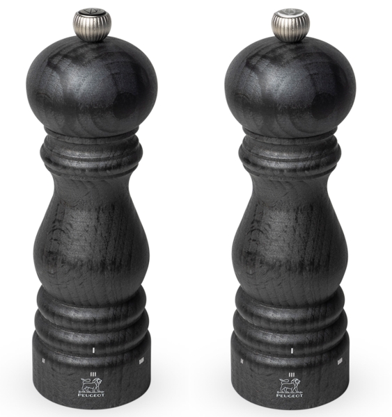 Dekomiro Peugeot Paris Set graphit 18 cm Pfeffermühle und Salzmühle mit 100 gr. Salz Geschenkverpackung