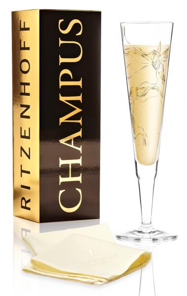 Ritzenhoff 2020 6er Champagner Gläser der Künstler Pichler, Kühnertová und Benzoni im Dekomiro Set mit Glasreinigungstuch