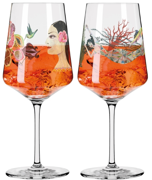 Dekomiro Ritzenhoff 2er Set Sommerrausch Aperizzo mit Glasreinigungstuch