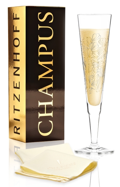 Ritzenhoff 2020 6er Champagner Gläser der Künstler Pichler, Kühnertová und Benzoni im Dekomiro Set mit Glasreinigungstuch