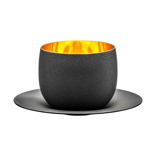 Eisch Cappuccinoglas 300 ml mit Untersetzer in Geschenkröhre Cosmo gold