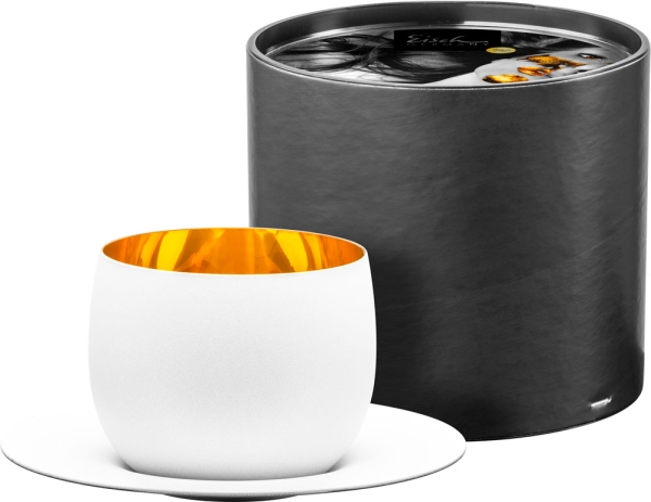 Eisch Cappuccinoglas 300 ml mit Untersetzer in Geschenkröhre Cosmo pure white