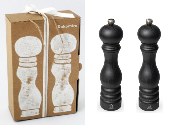 Dekomiro Peugeot Paris Set graphit 22 cm Pfeffermühle und Salzmühle mit 100 gr. Salz Geschenkverpackung